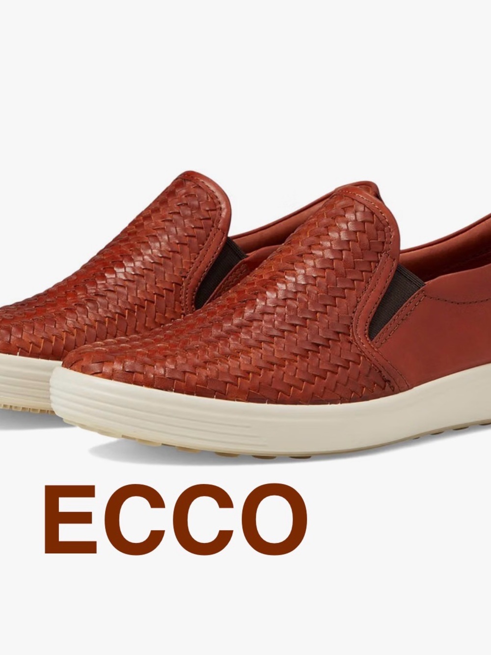 Ecco | “Soft 7” Woven Slip-On Loafers — Cognac - Women’s 41 (10/10.5)